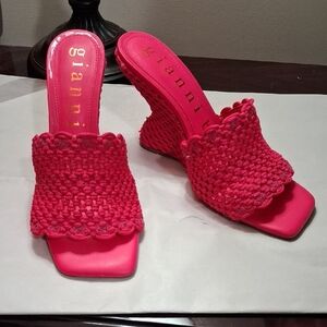 Gianni Bini Vibrant Pink Woven Heels